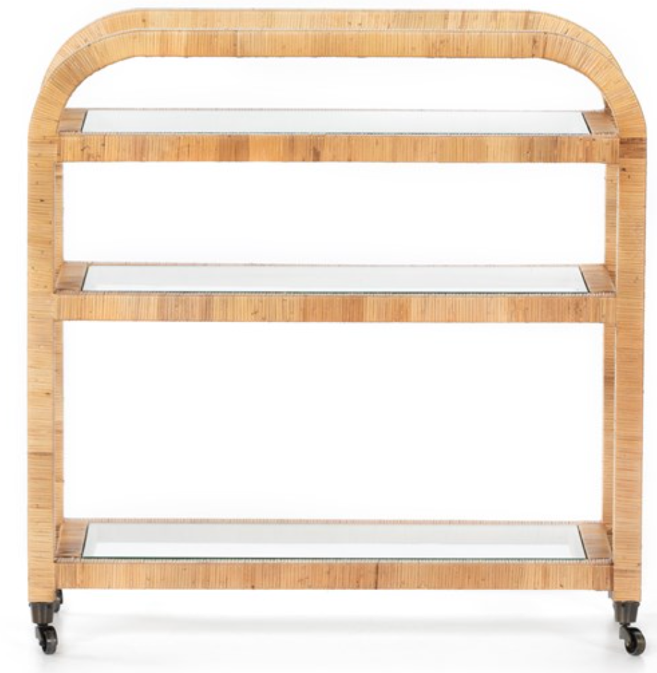 Honey Rattan Bar Cart