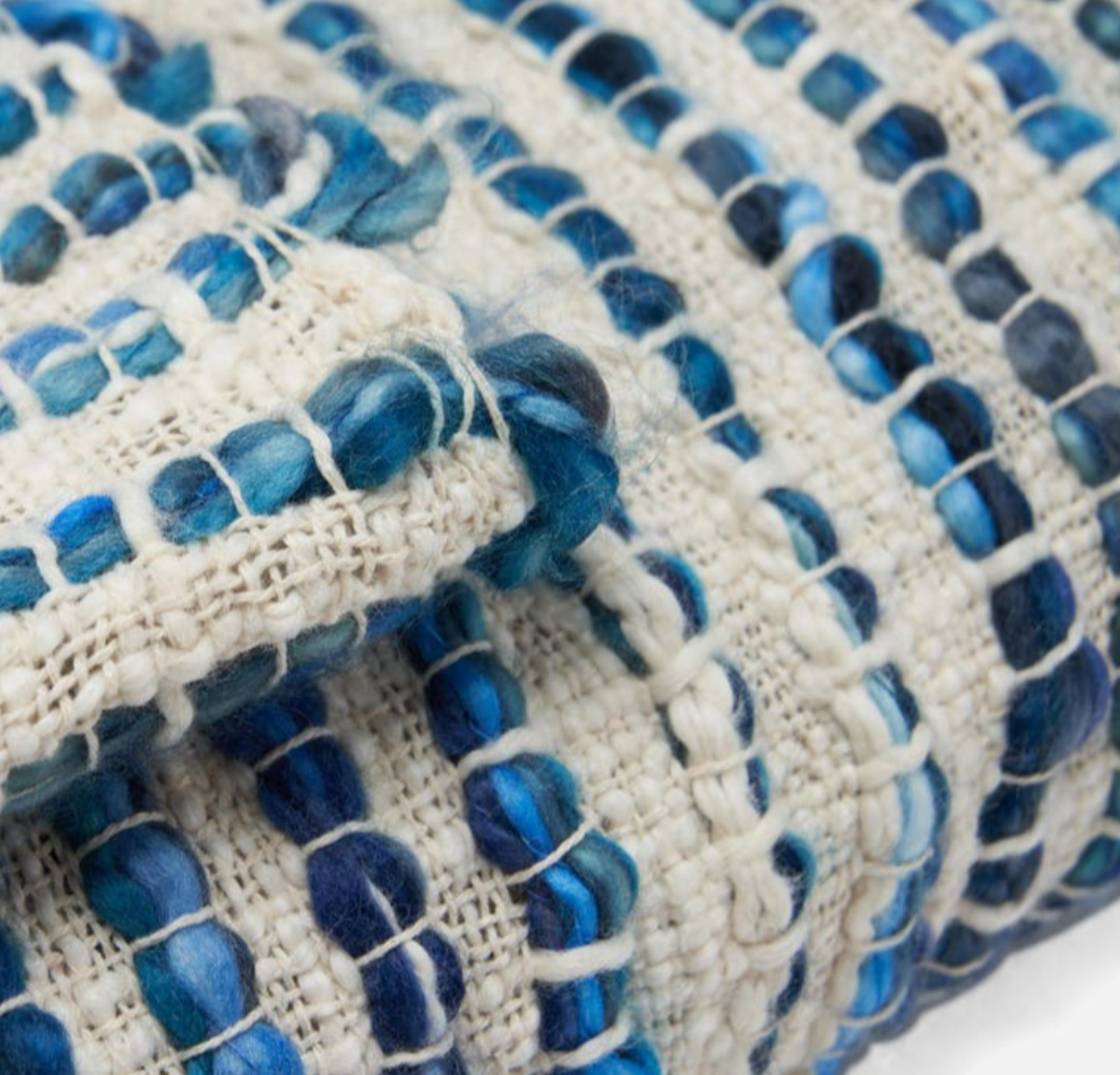 Juno Woven Throw -Natural & Blue