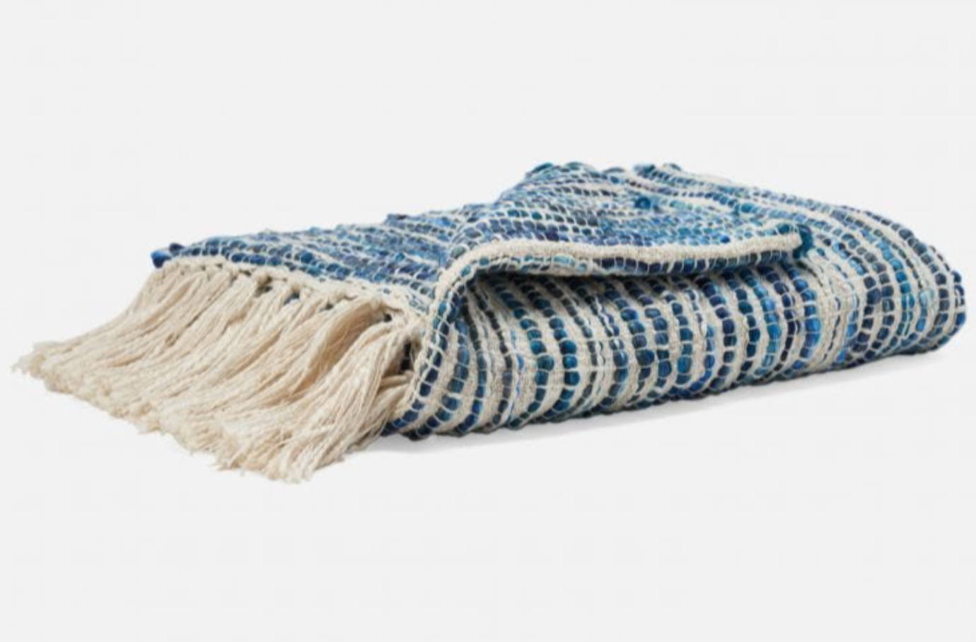 Juno Woven Throw -Natural & Blue