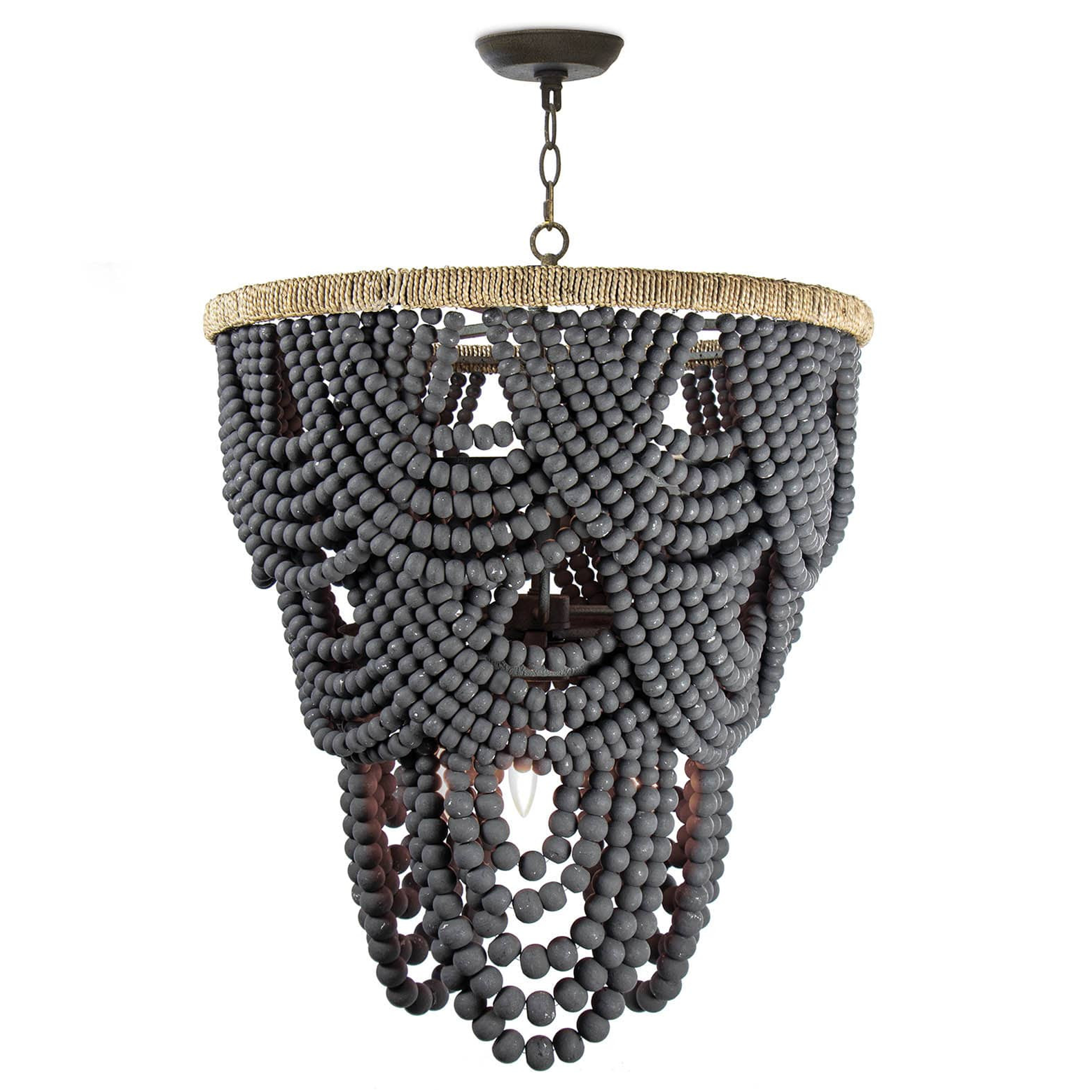 Lorelei Wood Bead Chandelier - Grey