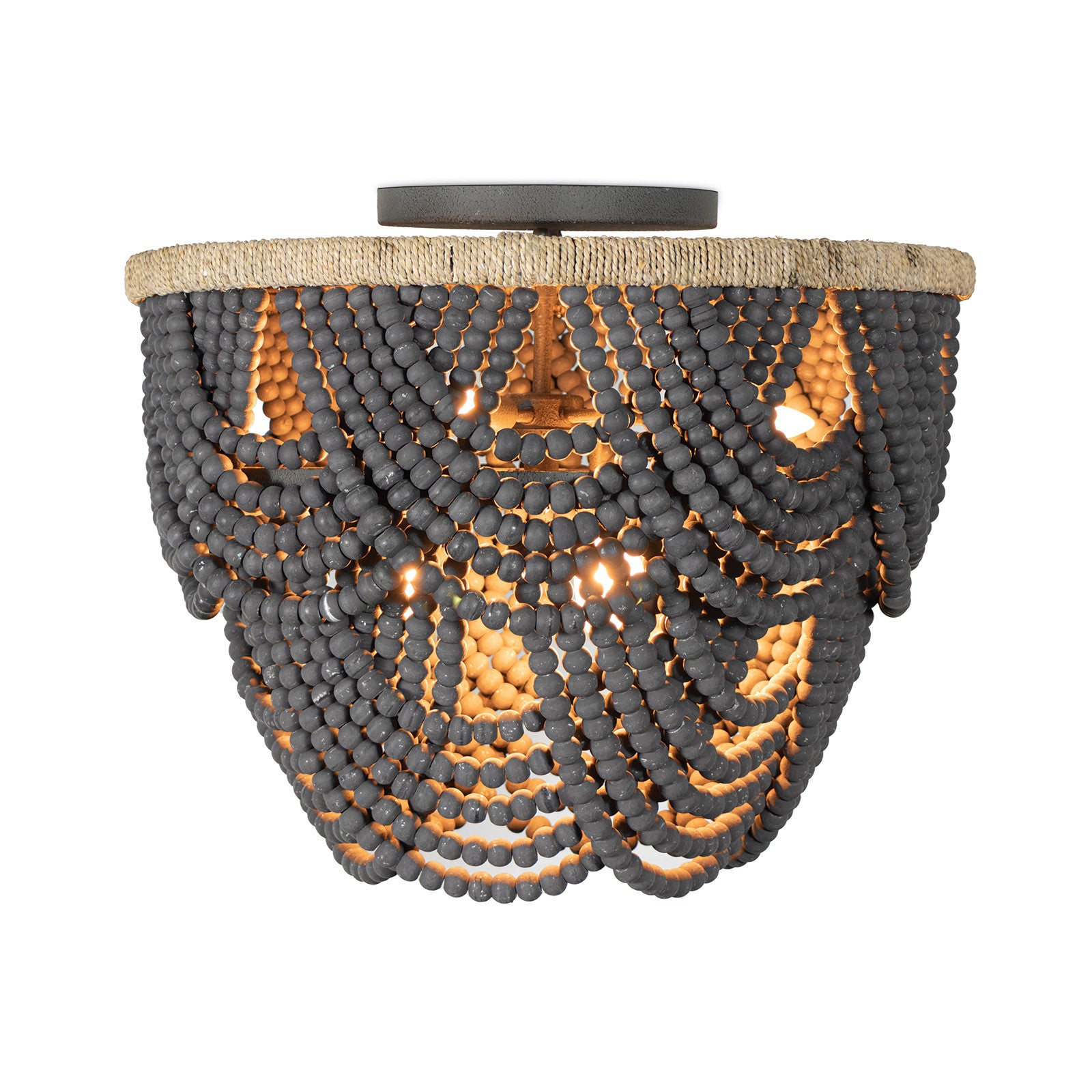 Lorelei Wood Bead Flush Mount - Grey