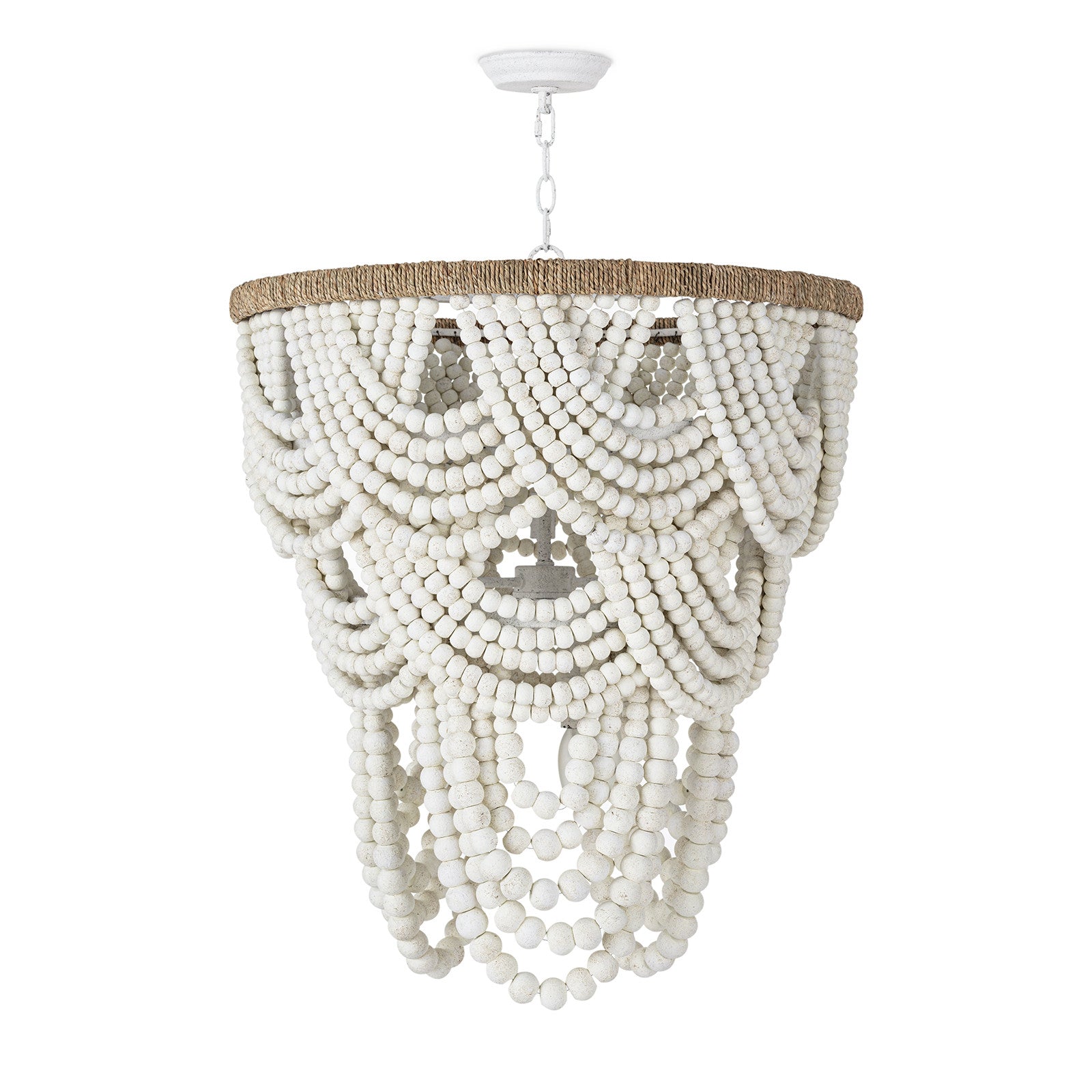 Lorelei Wood Bead Chandelier - White