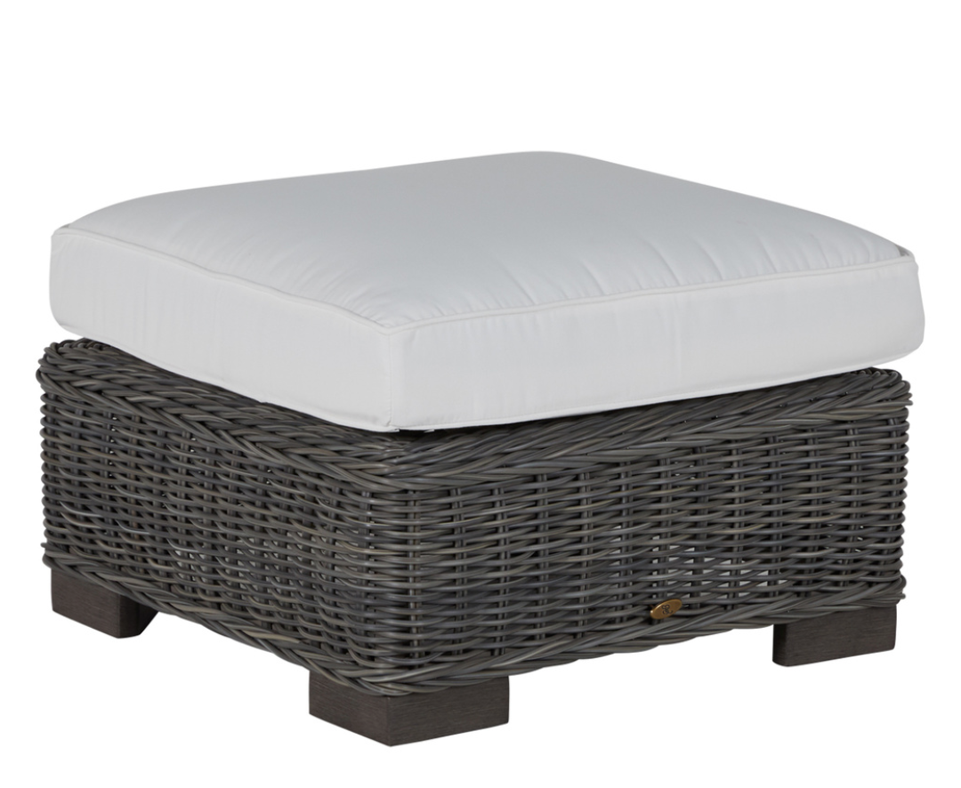 Malibu Outdoor Wicker Ottoman - Slate Gray