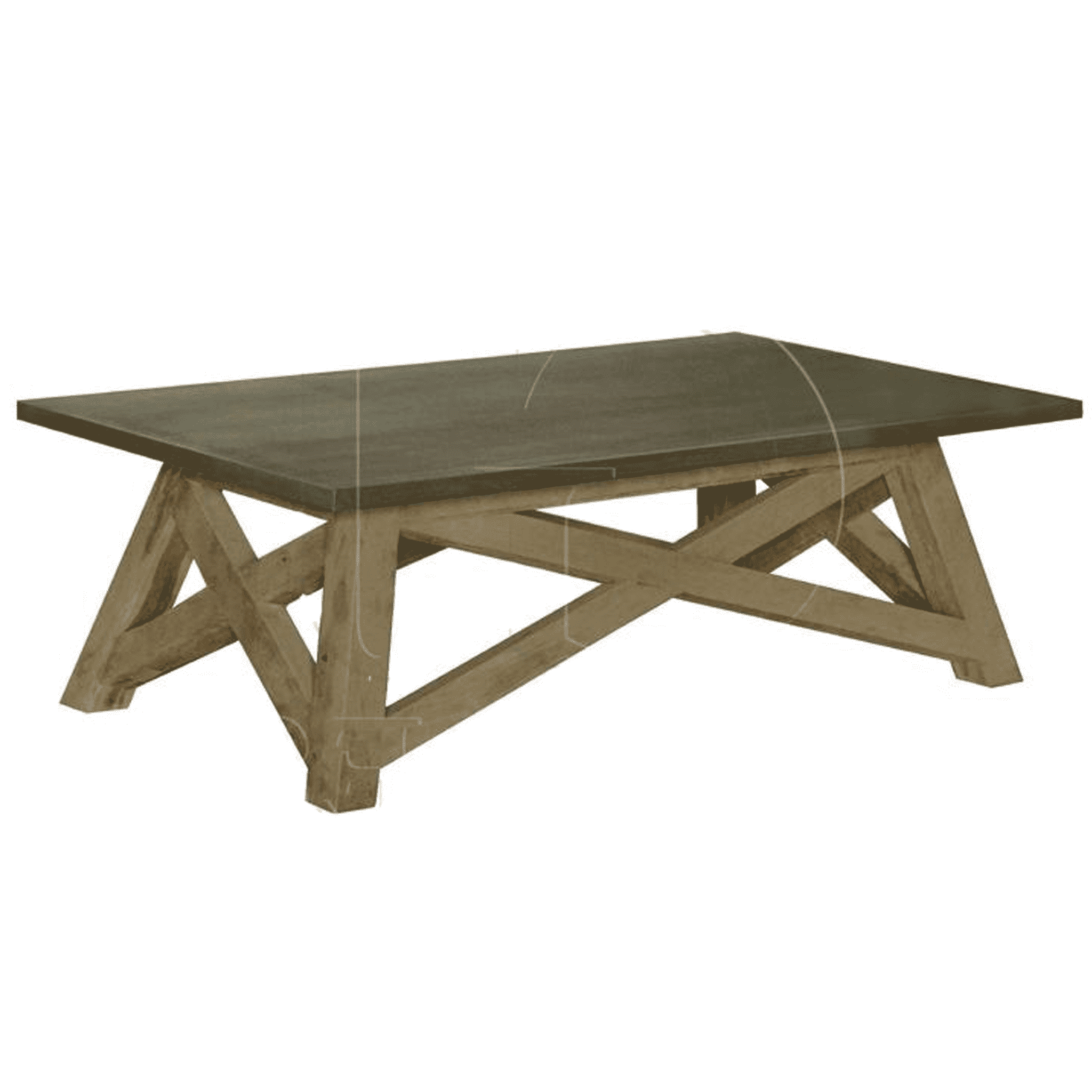 Natural Elm and Zinc Top Coffee Table