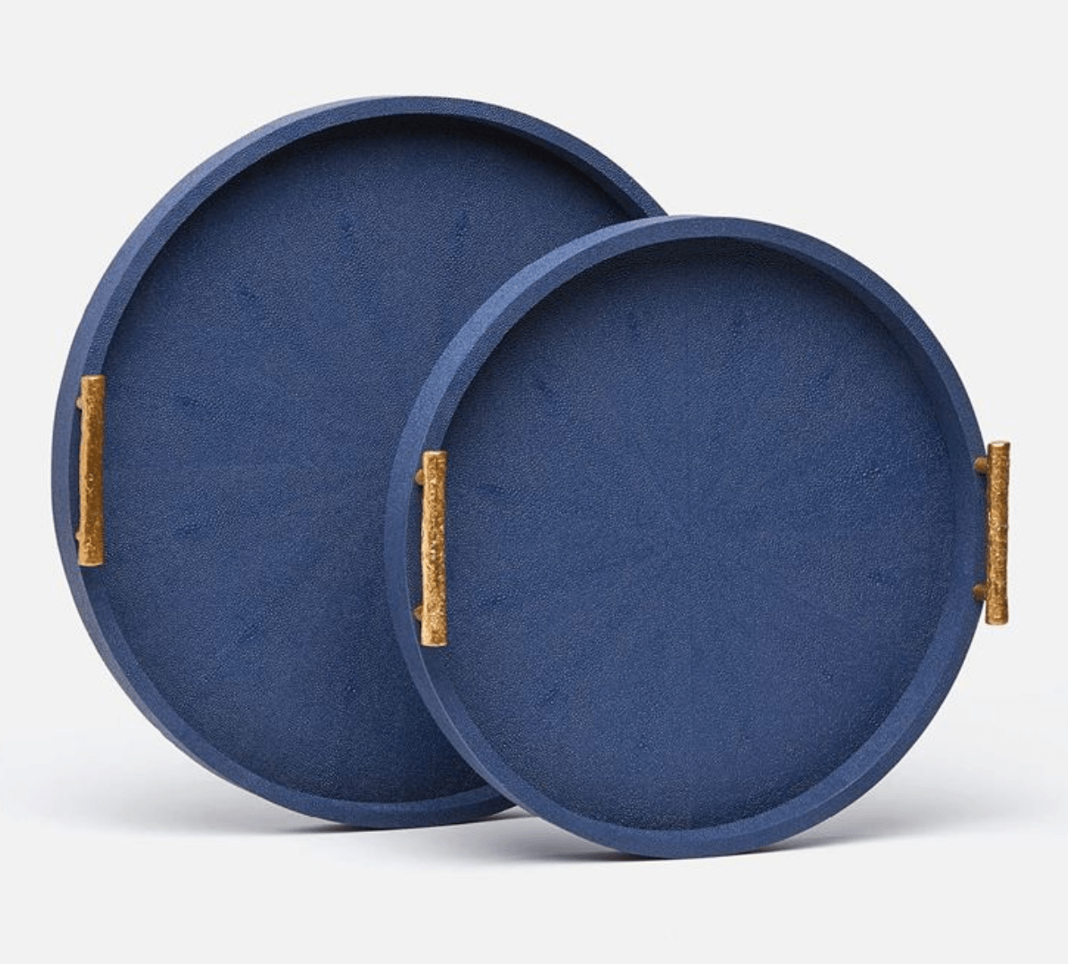 Oceania Round Shagreen Tray Set - Navy Blue