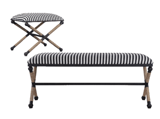 Naxos Iron & Rope Striped Bench - Large