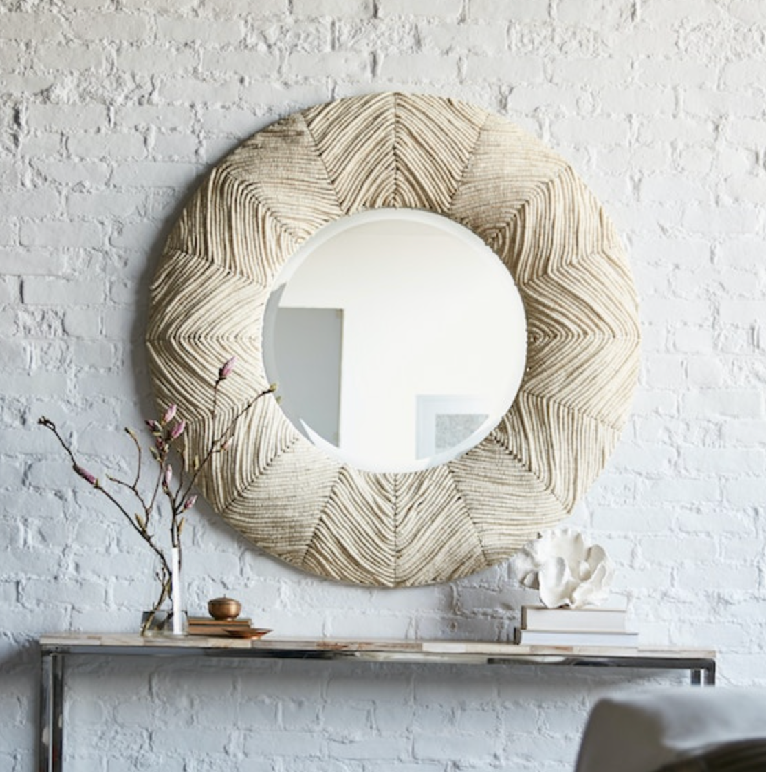 Padma Cocoa Bead Mirror