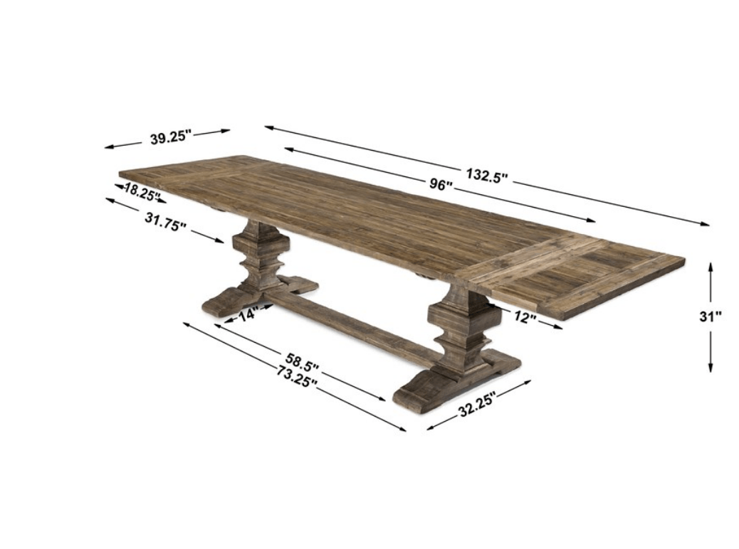 Remington Large Extension Recycled Wood Dining Table - Dark Honey