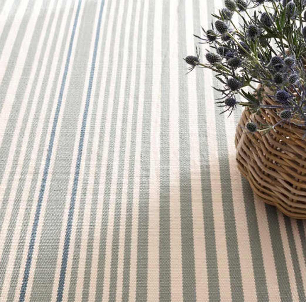 Rugby Stripe Indoor/Outdoor Rug - Light Blue