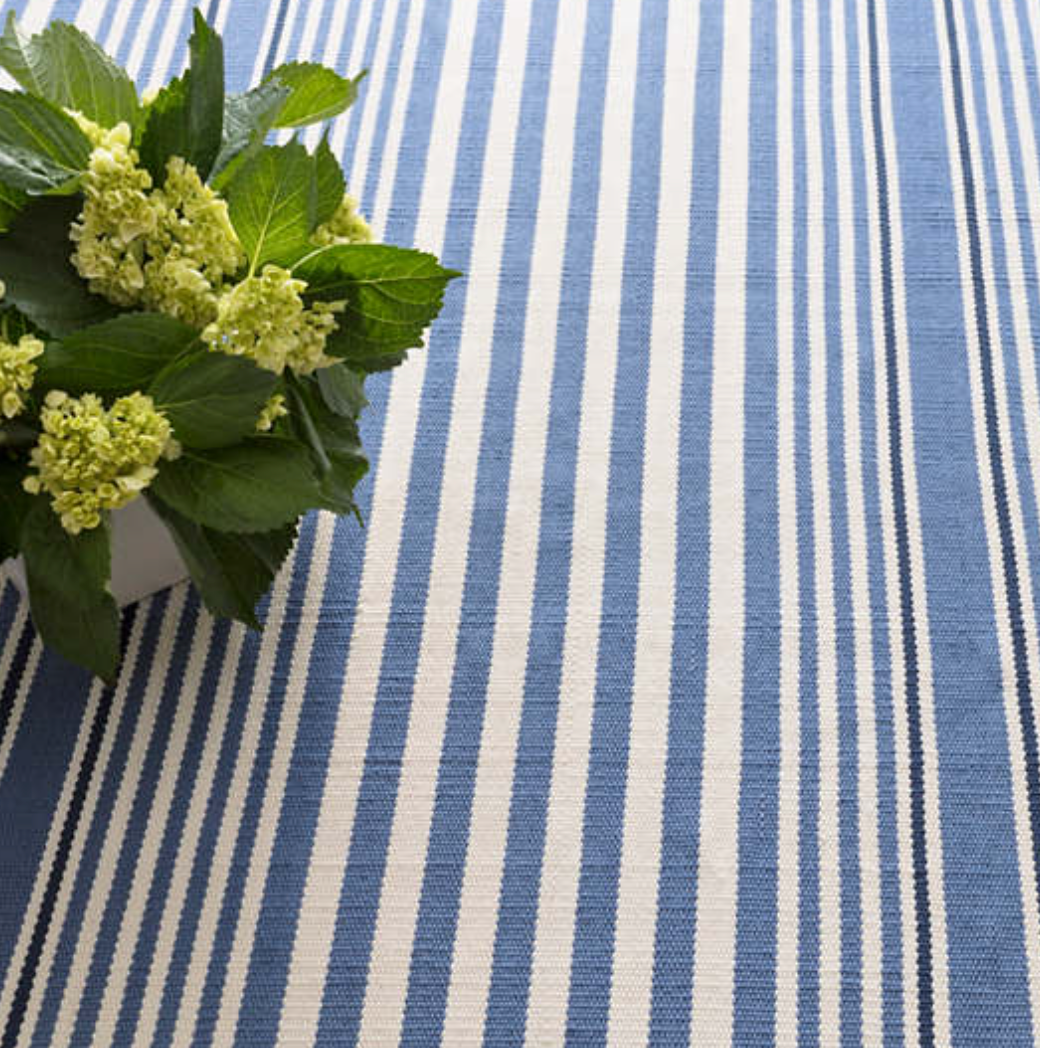 Rugby Stripe Indoor/Outdoor Rug - Denim Blue