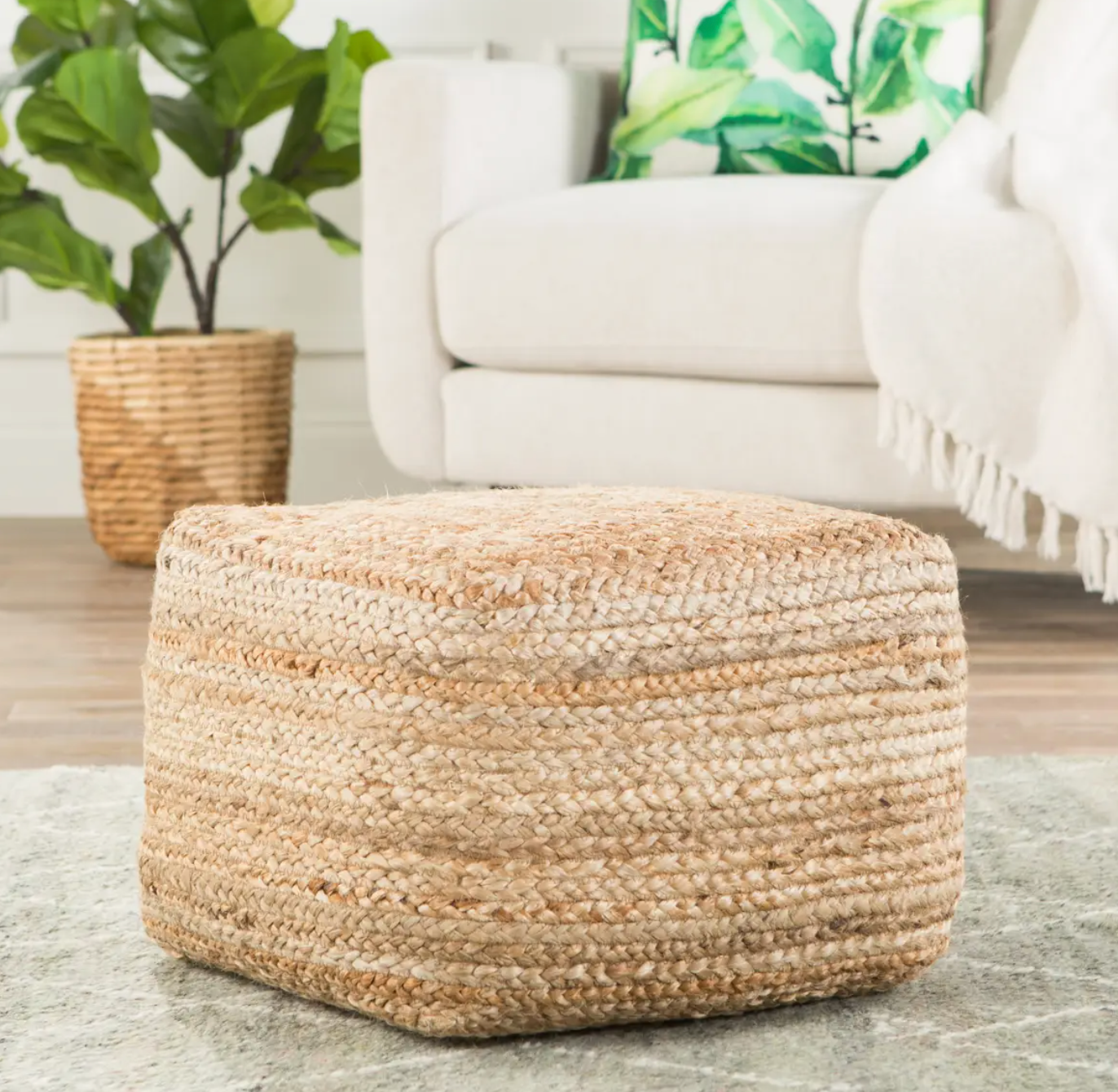 Sabal Jute Square Pouf