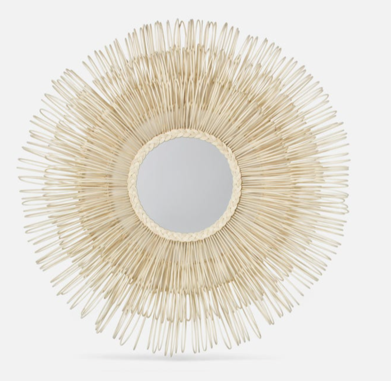 Sanya White Cane Round Mirror