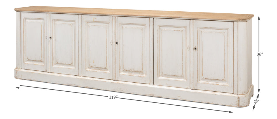 Minorca Whitewash Six-Door Sideboard