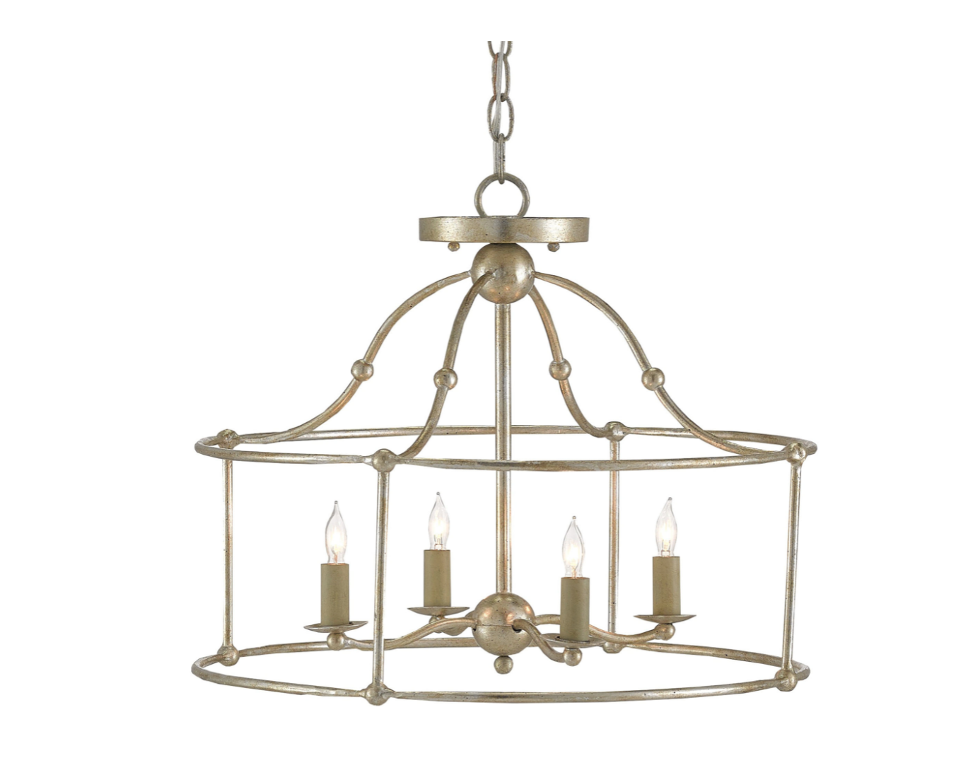 Birdcage Silver Wrought Iron Lantern - Two Sizes