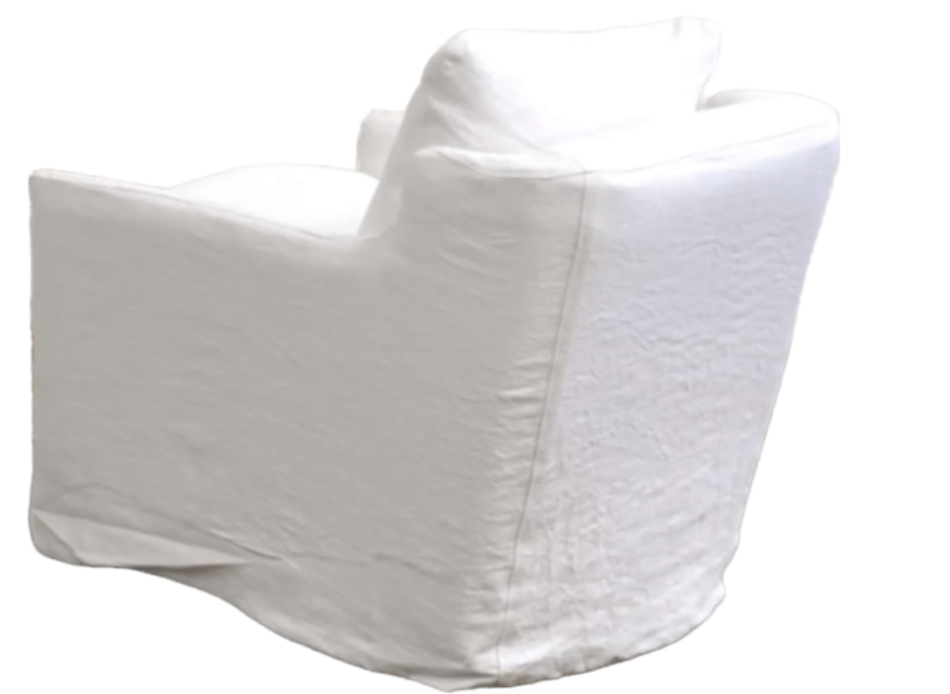 Skipper Belgium White Linen Swivel Slipcovered Chair