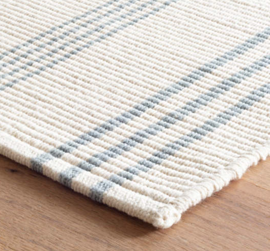 Swedish Stripe Woven Cotton Rug - Light Blue