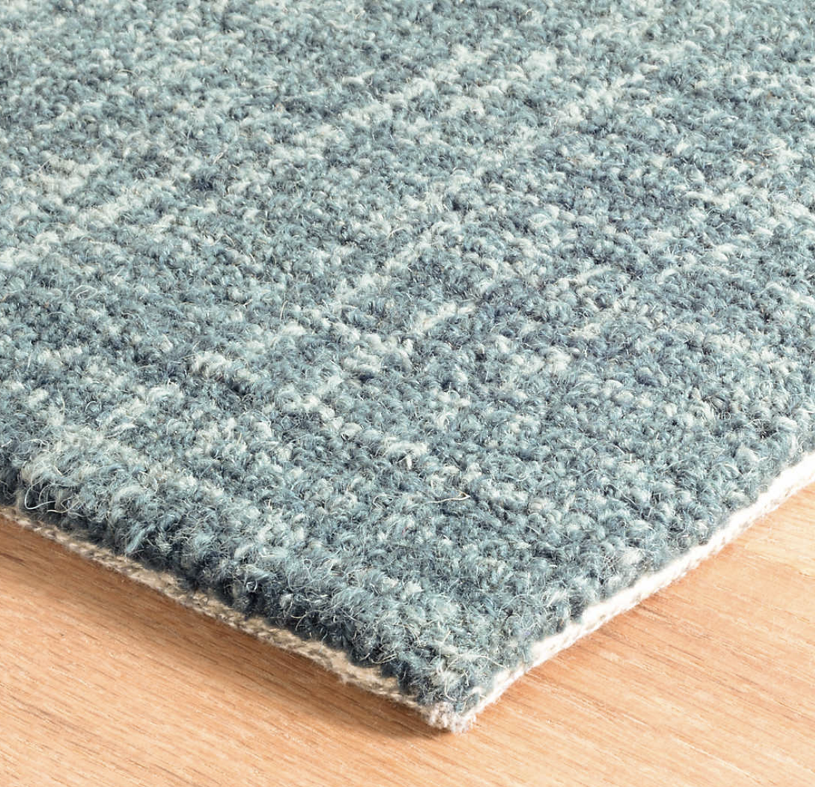 Crosshatch Micro Hooked Wool Rug - Aegean Blue