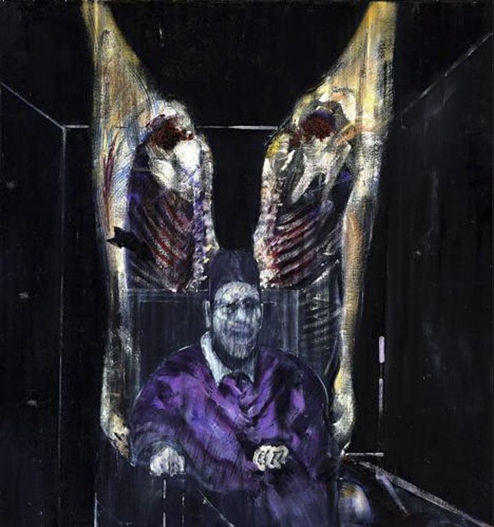 figure with meat dark painting by Francis bacon British artist
