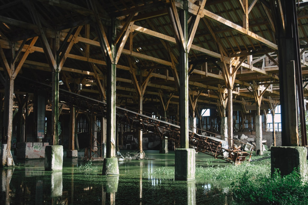 abandoned factory flooded