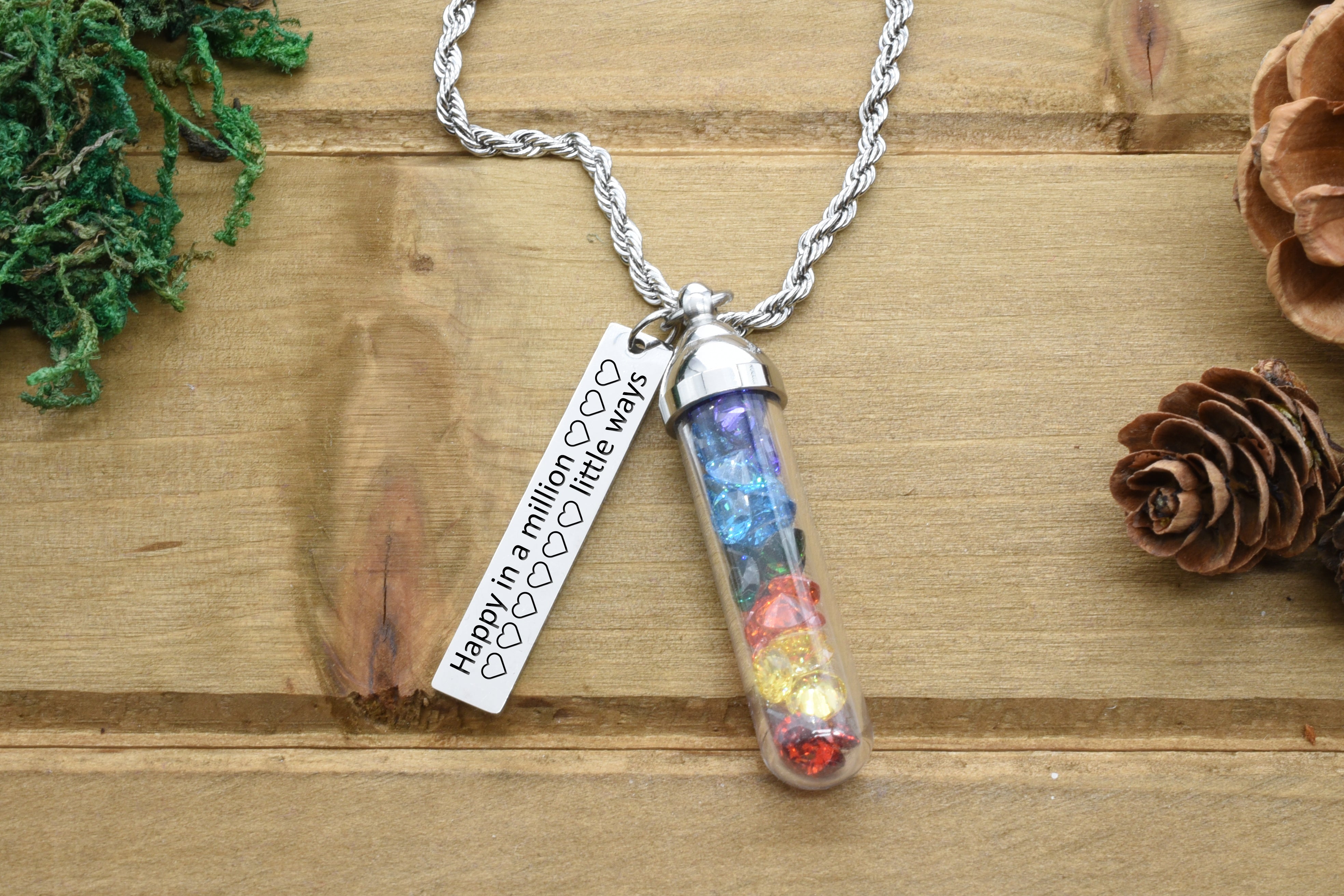 Healing Chakra Inspirational Necklace With High Grade Cubic Zirconia By Pink Box