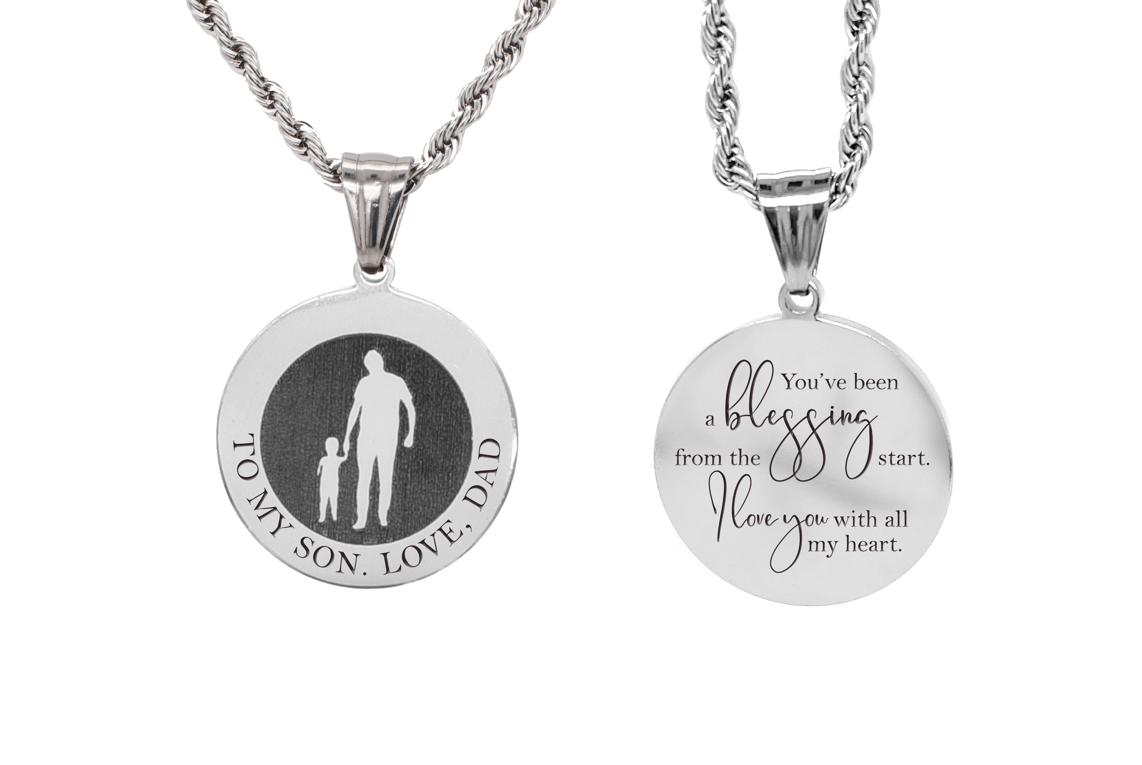 Solid Stainless Steel Inspirational Round Tag Necklace By Pink Box