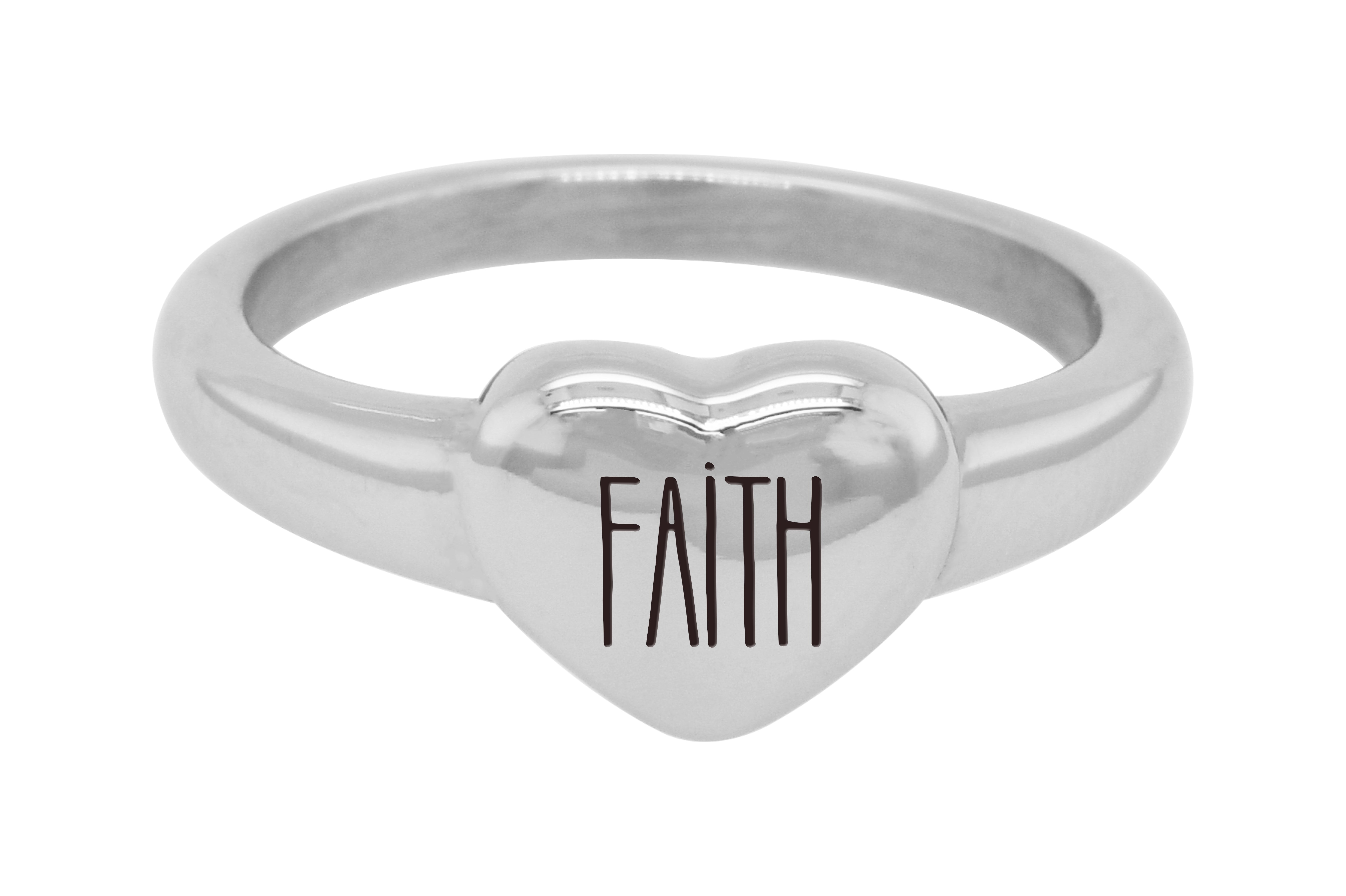 Solid Stainless Steel Puffed Heart Inspirational Rings - 3 Colors