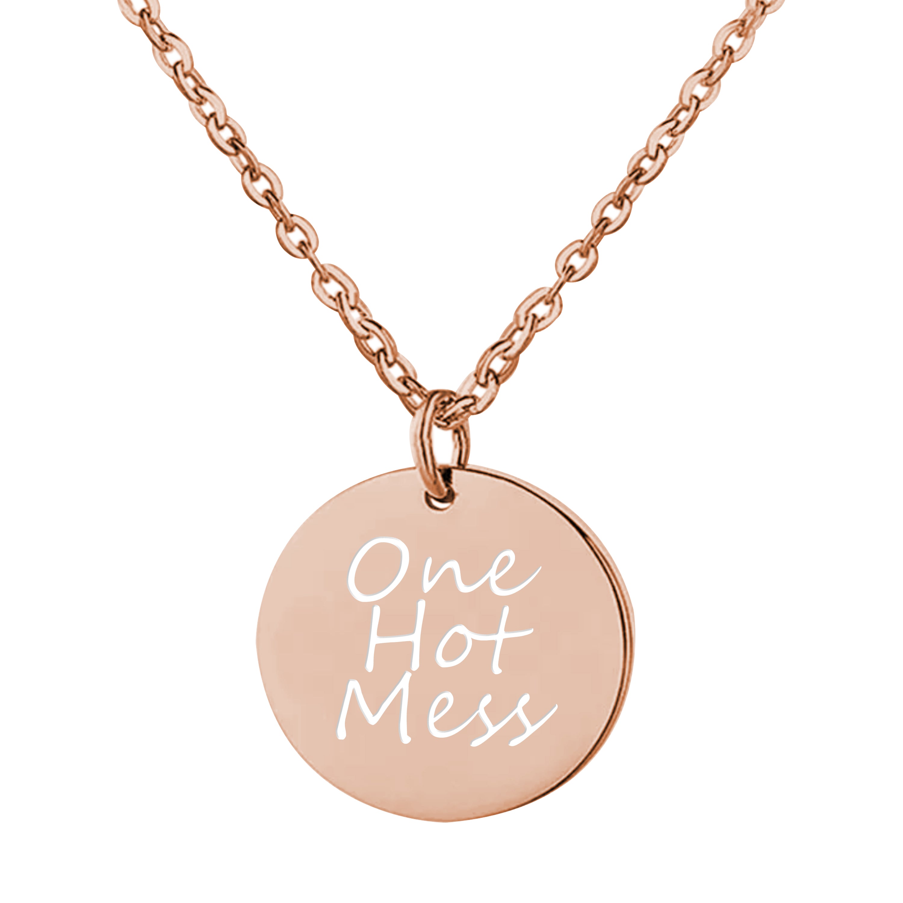 Pink Box Sterling Silver Inspirational Disc Necklace - Group B