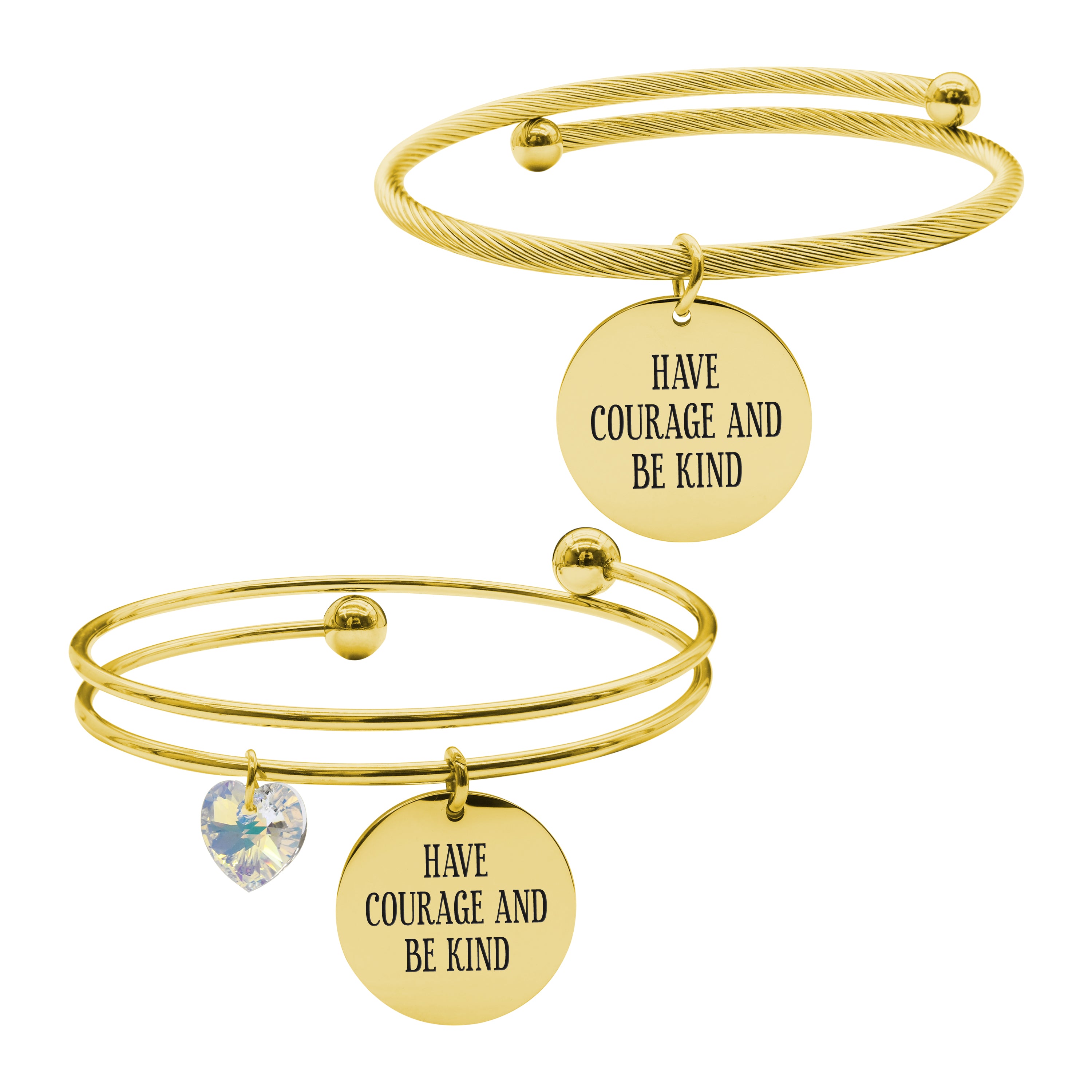 14k Gold Plated Inspirational Bracelet Set With Austrian Crystal