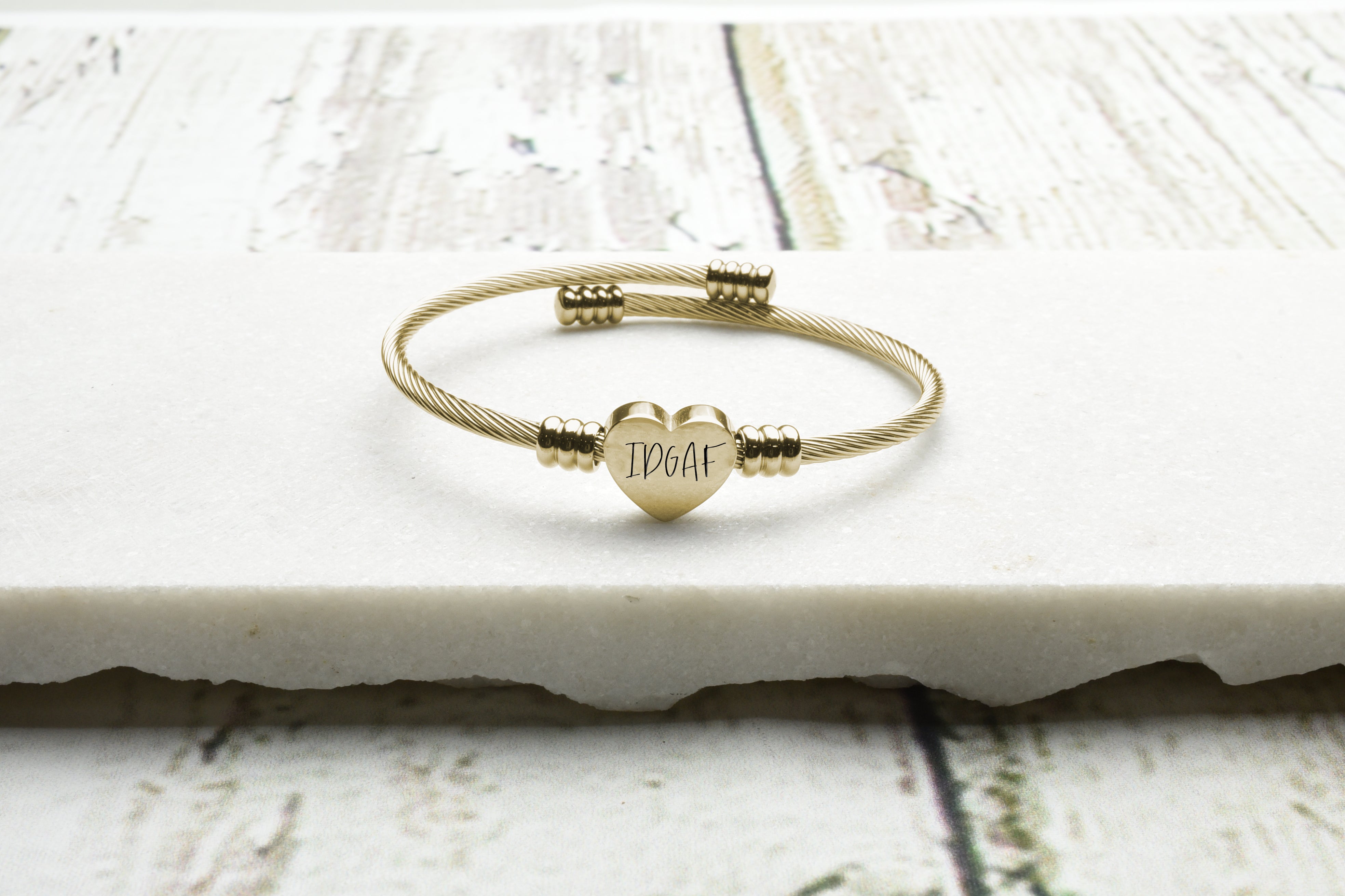 Fun Abbreviations Heart Cable Bracelet