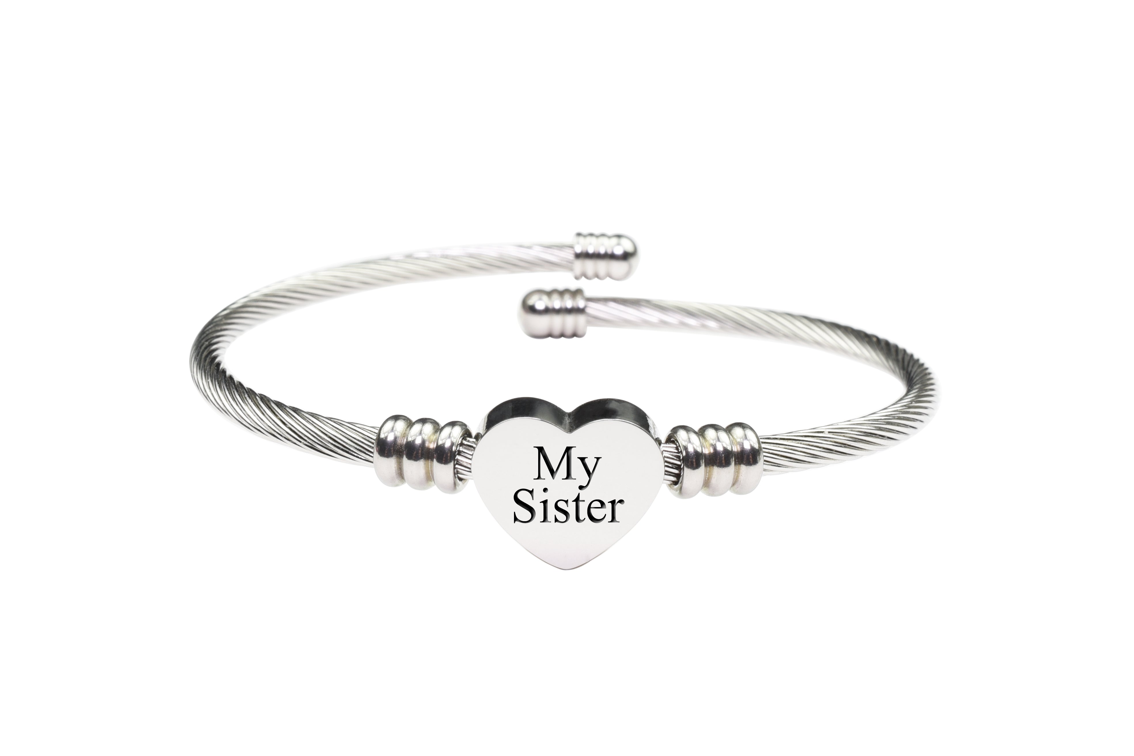 Solid Stainless Steel Heart Cable Bracelet