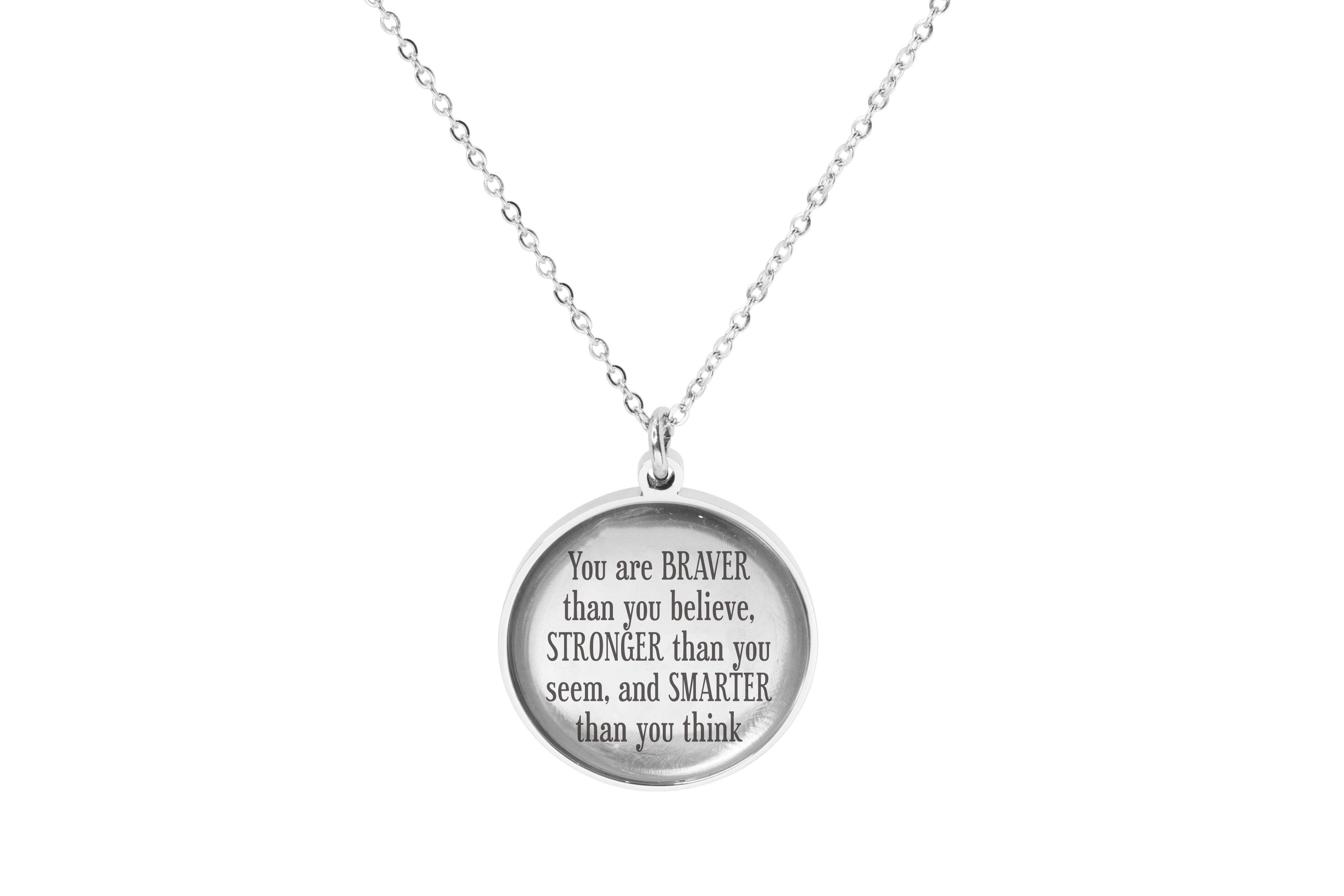 Solid Stainless Steel Inspirational Glass Cabochon Necklace By Pink Box