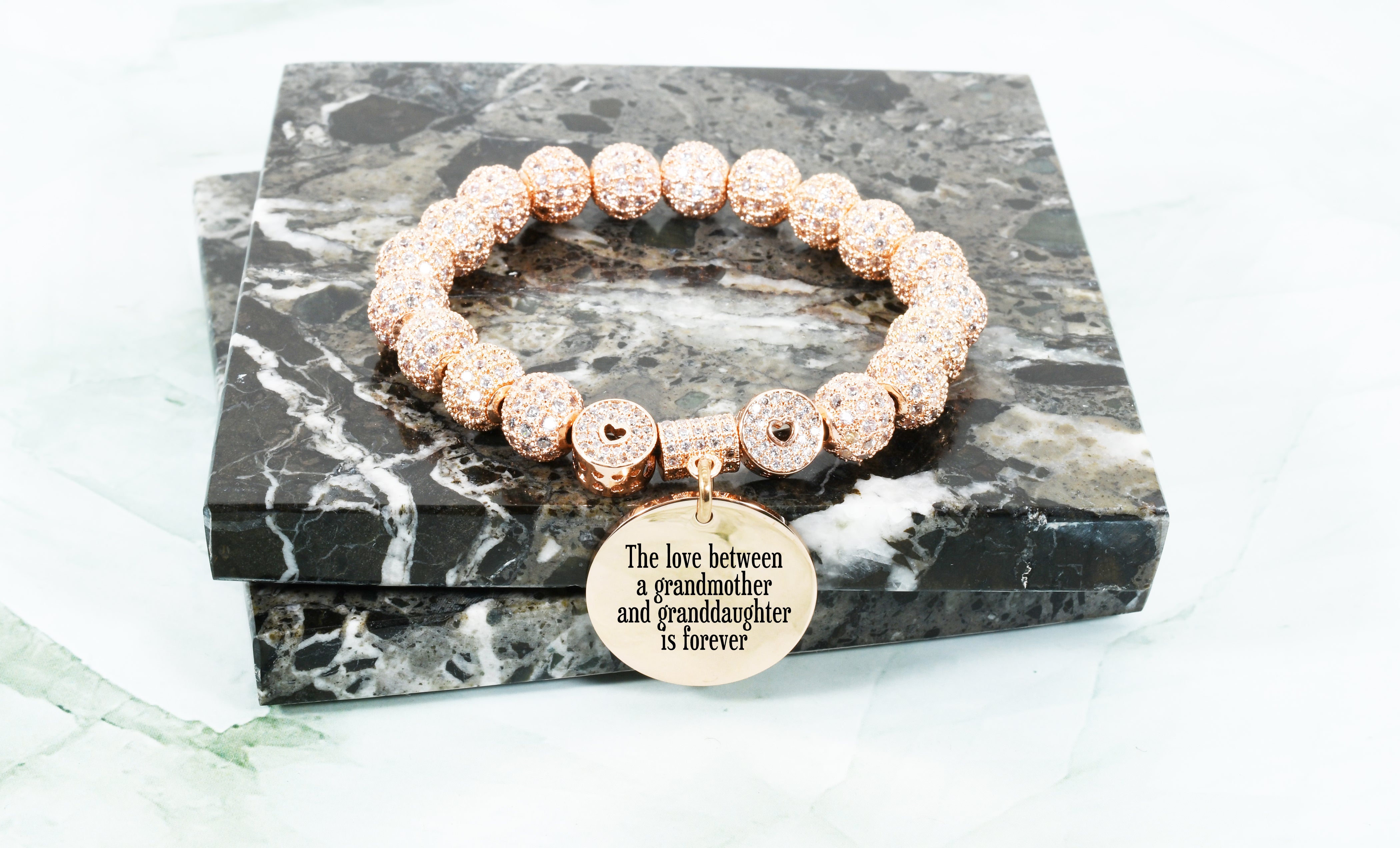 Iced Out Hearts Inspirational Stretch Bracelet In Rose Gold By Pink Box - Part 2