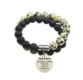 Genuine 10mm Double Layer Obsidian Dalmatian Inspirational Bracelet by Pink Box