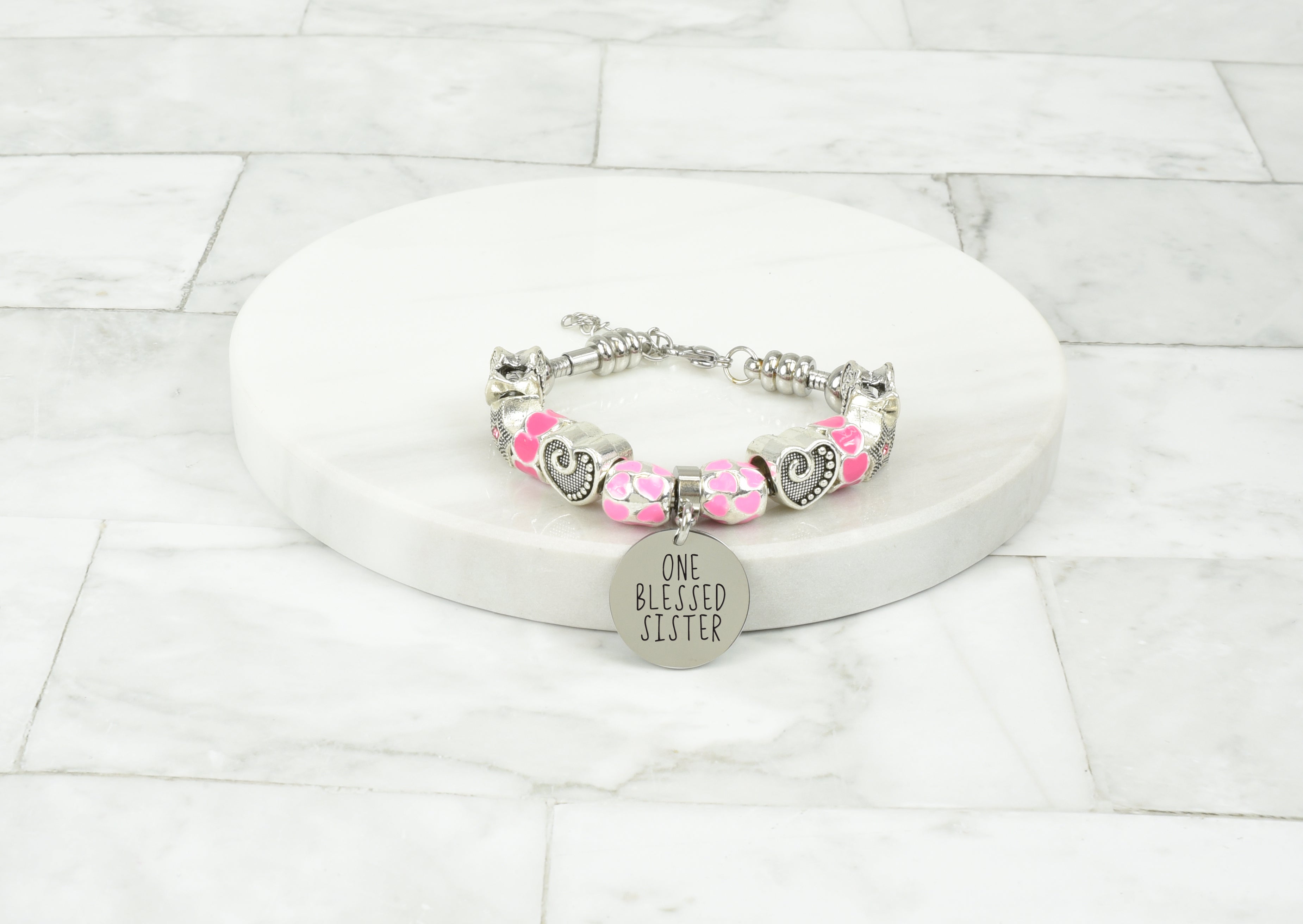 Kids Adjustable Inspirational Pink Charmed Bracelet By Pink Box