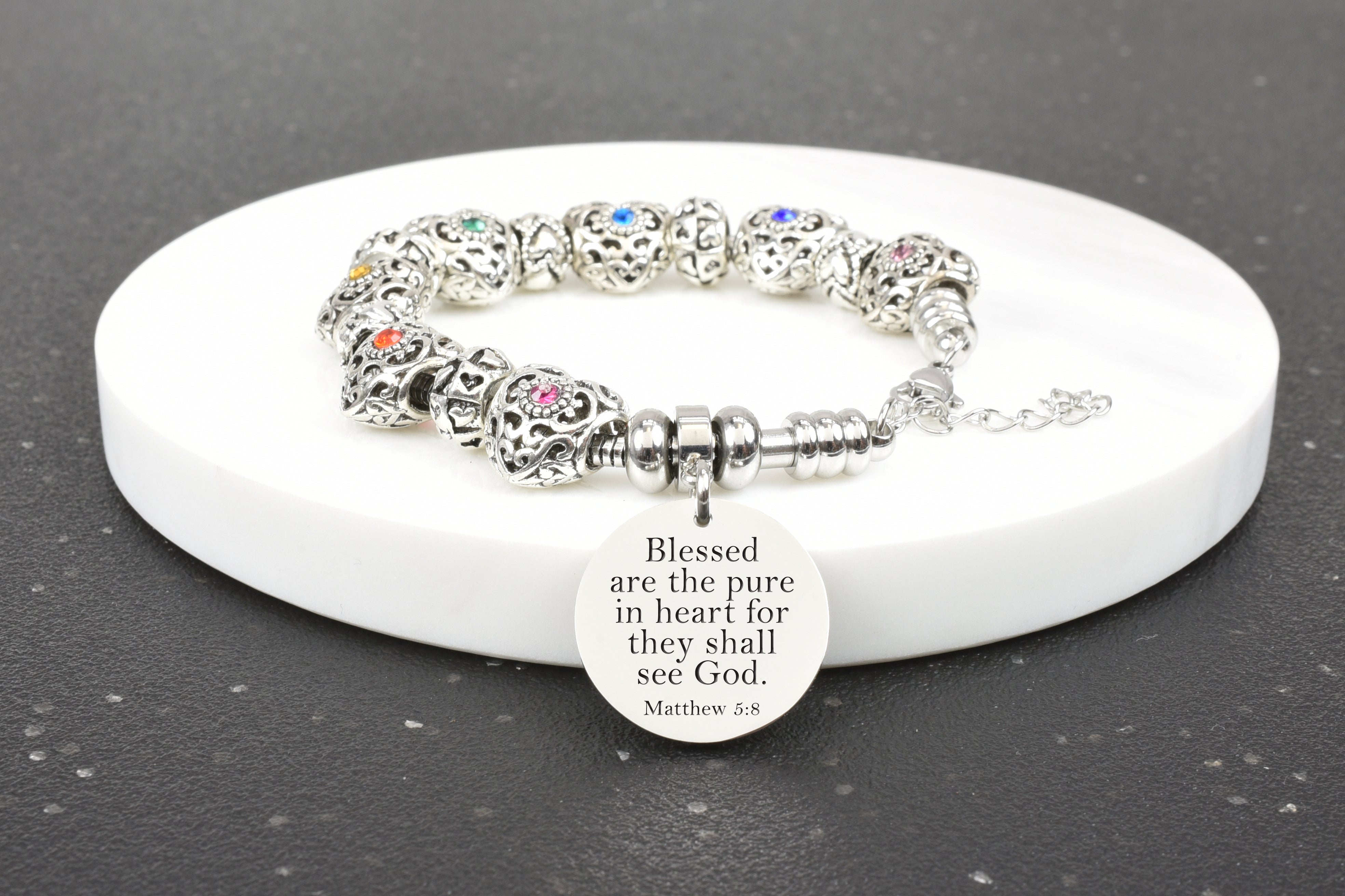 Womens Adjustable Bible Verse Chakra Bracelet By Pink Box