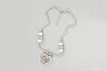 Women's White Tone Initial Charmed Heart Locket Necklace By Pink Box