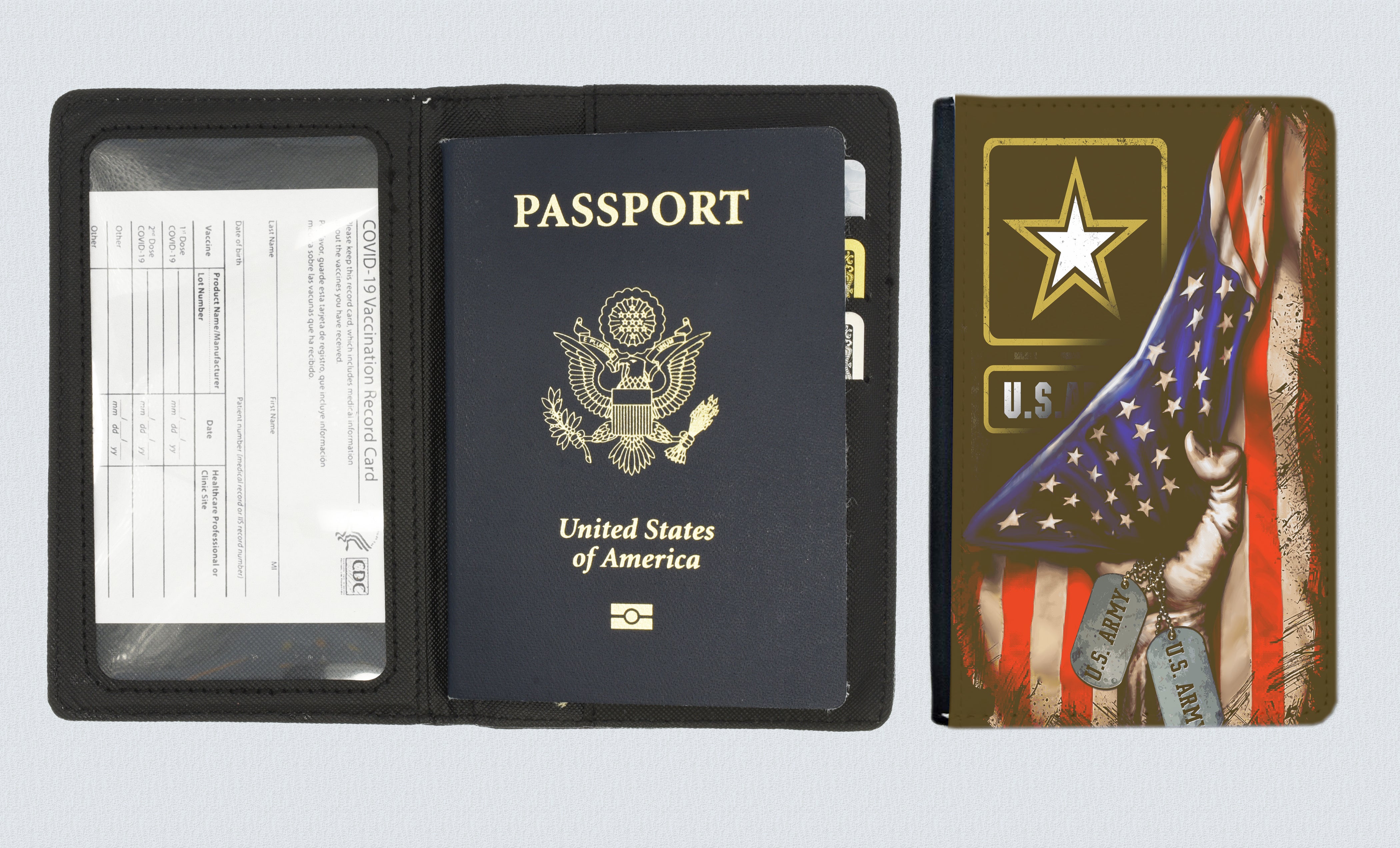 Patriotic RFID Passport Wallet with CDC and Credit Card Slots