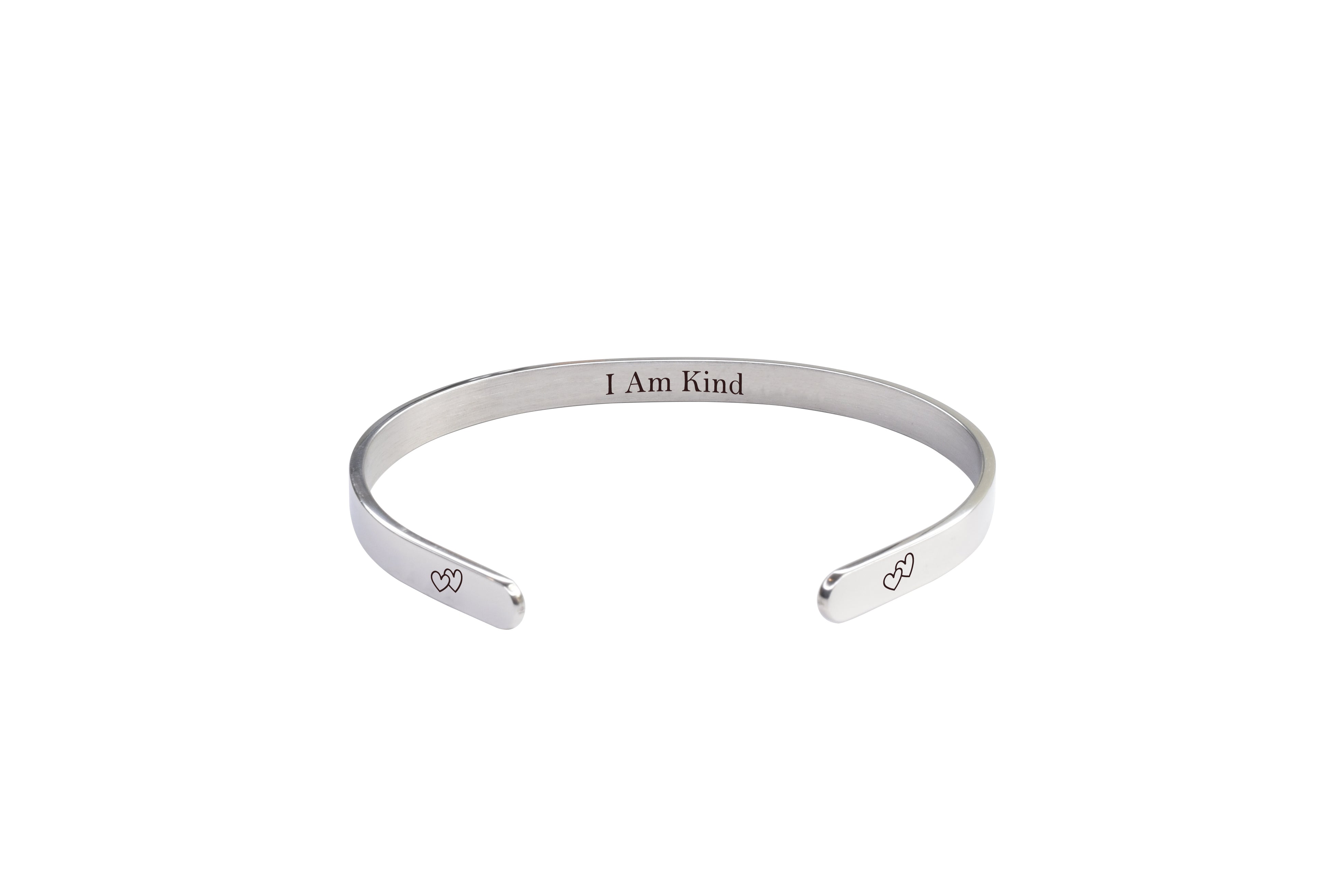 I Am Self Affirmation Cuff Bracelet in Silver