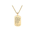 Stainless Steel Stylish Scripture Tag Necklace by Pink Box in Gold or Black