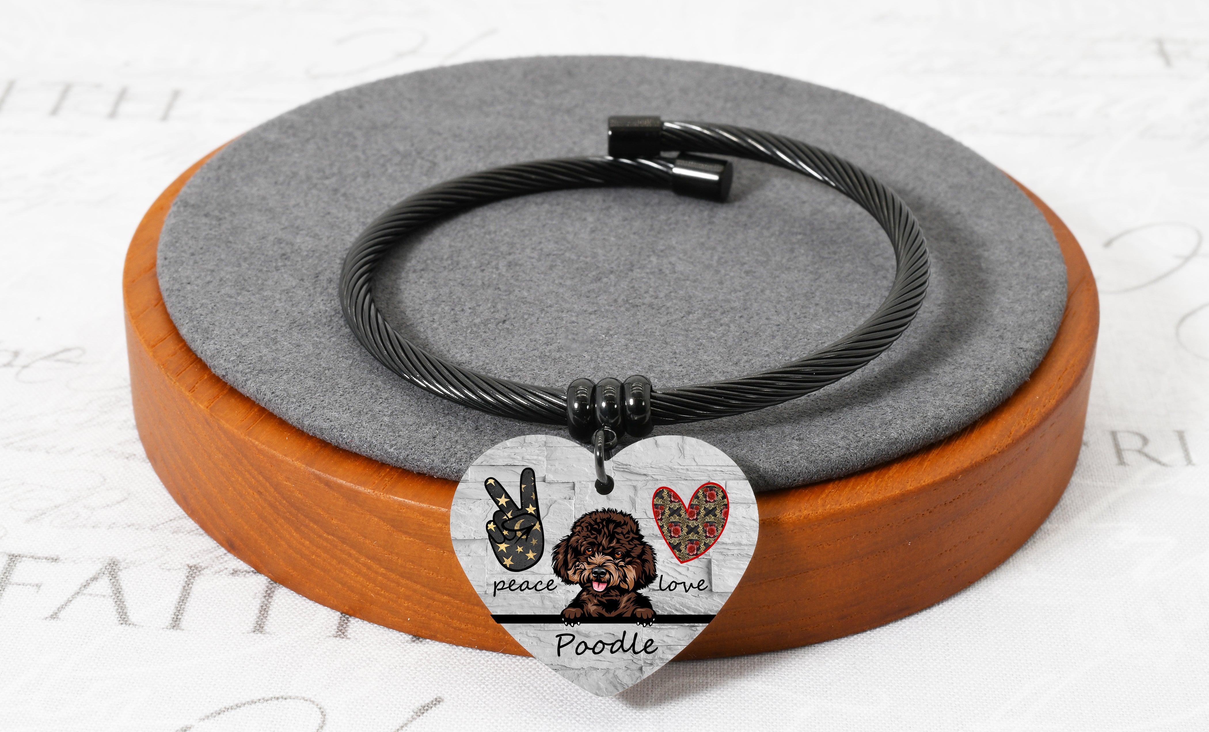 Reversible Dog Lover Heart Cable Bracelet By Pink Box - Black