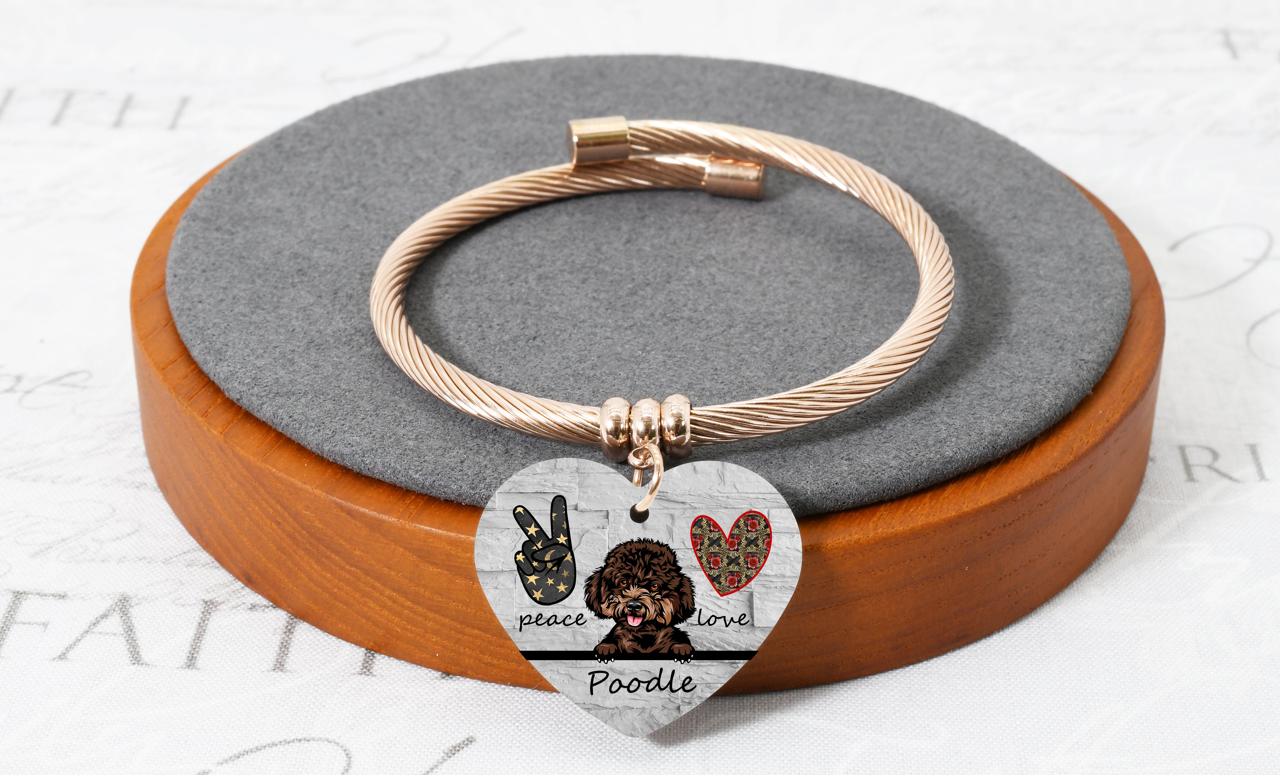 Reversible Dog Lover Heart Cable Bracelet By Pink Box - Rose Gold