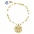 Fully Adjustable Inspirational Paper Clip Bracelet With Austrian Crystals In 14k IP Gold Plating