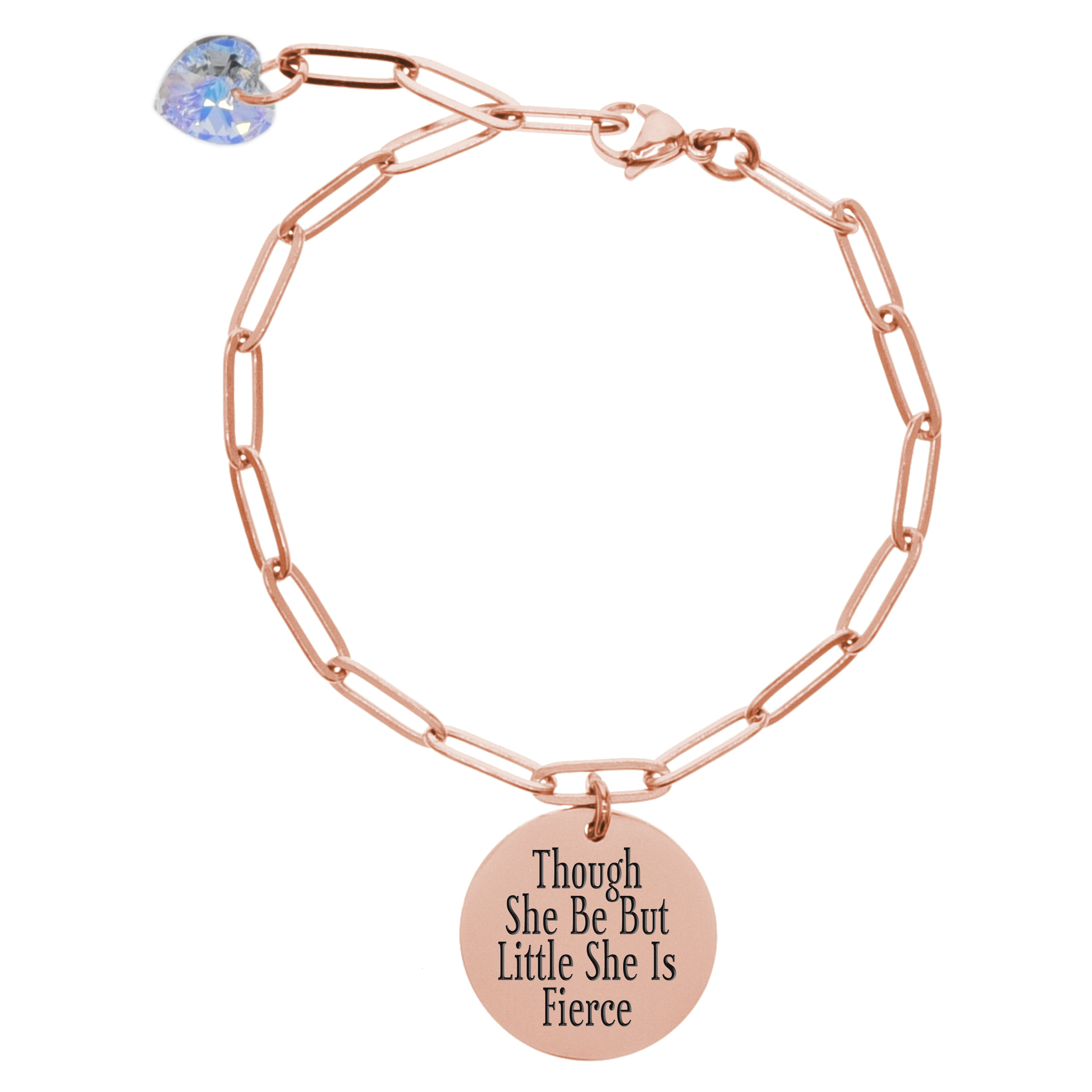 Fully Adjustable Inspirational Paper Clip Bracelet With Austrian Crystals In Rose Gold