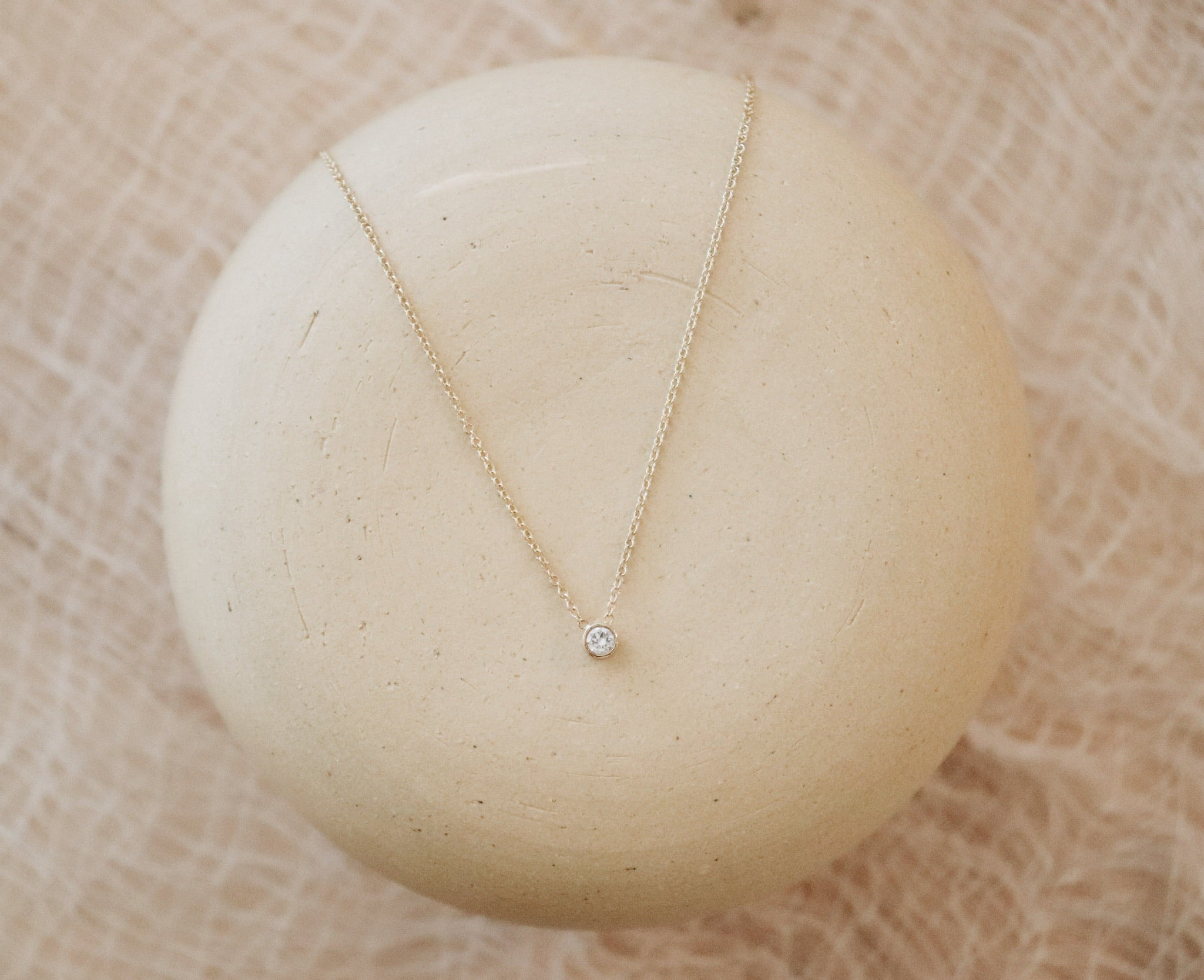 Small Bezel Diamond Necklace - Zoe Lev Jewelry