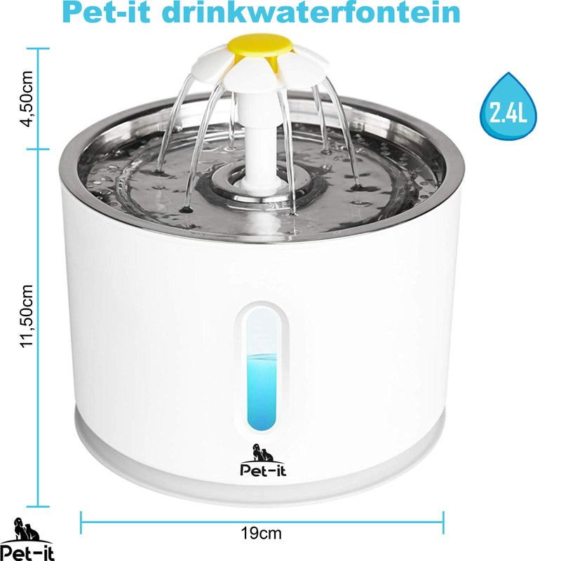 Schaken Melodramatisch Langwerpig Pet-it Drinkfontein incl. 3 filters - Katten en Honden - 2,4 Liter - W