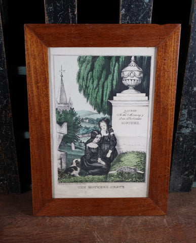 the mother's grave antique mourning lithograph