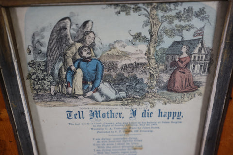civil war era mourning print and poem tell mother i die happy