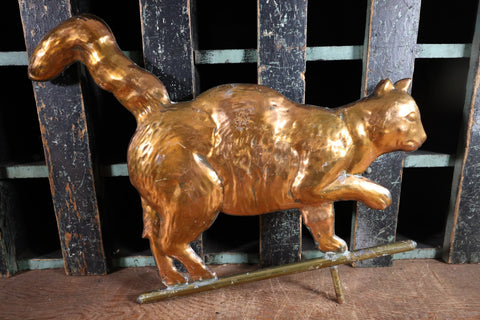 antique copper cat weathervane topper