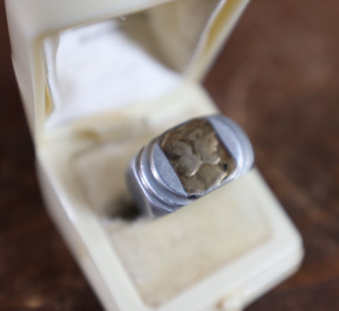 Antique Ring with Square Cut Mercury Dime