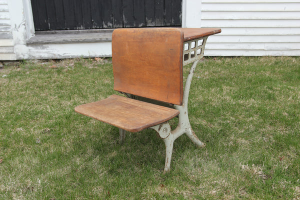 Antique Folding Cast Iron And Wood Child S Size School Desk 3